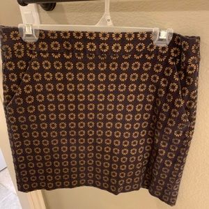 Loft Gold Medallion Pencil Skirt